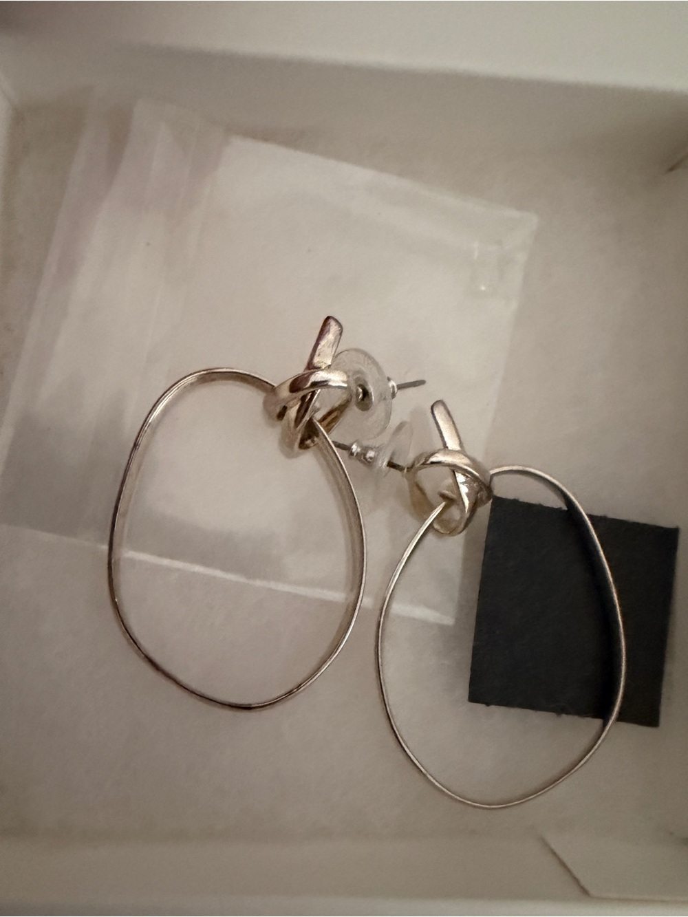 Stella & Dot Silver Knot Hoop Earrings